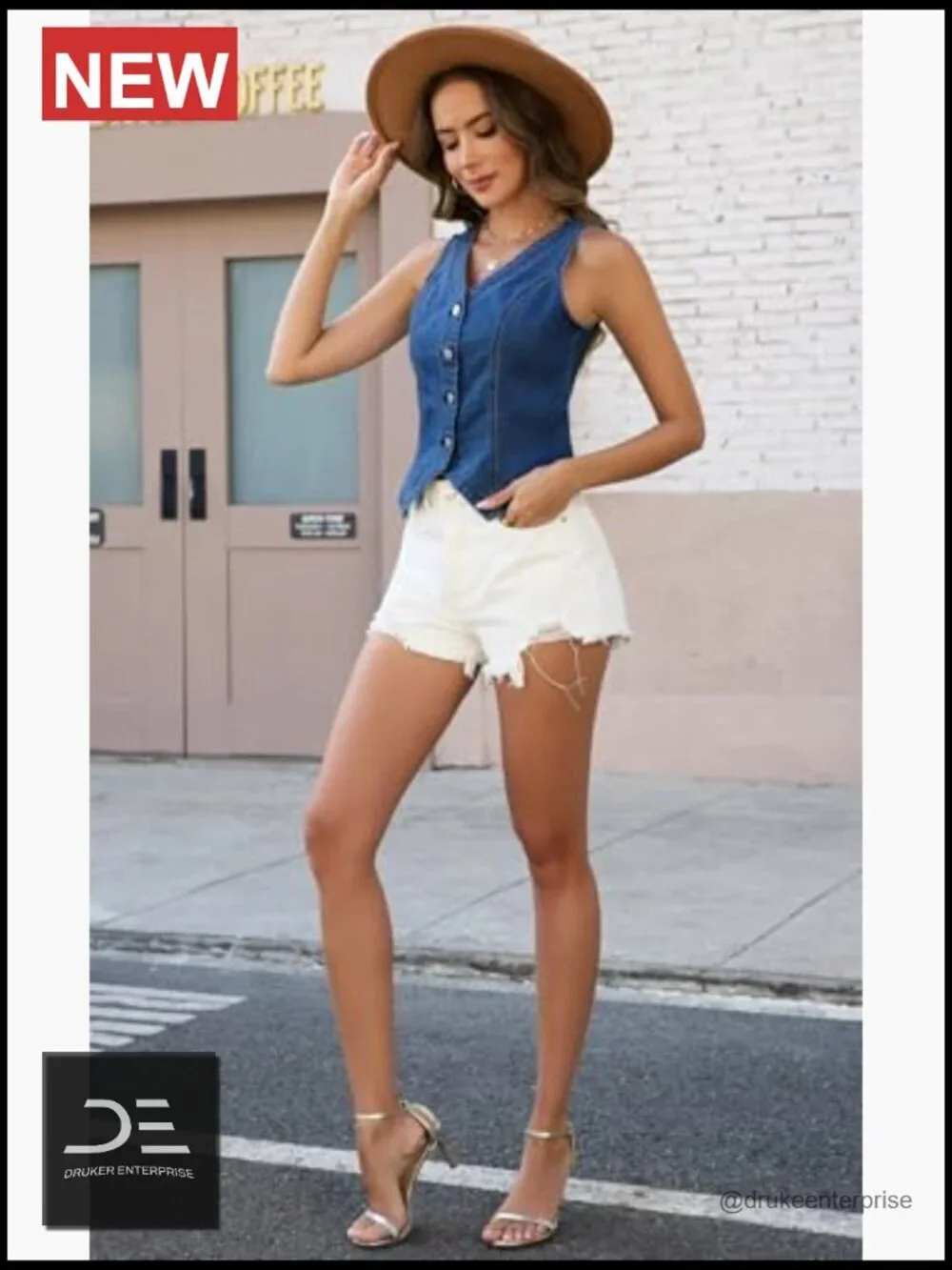 Sleeveless Crop Denim Vest Button Down Y2K Waistcoat